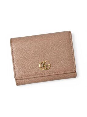 Gucci Mini Wallet Trifold Fold Petite Marmont Pink Beige